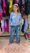 Designer Heart Pants with Stone Work Detailing | Western Wonders WW122