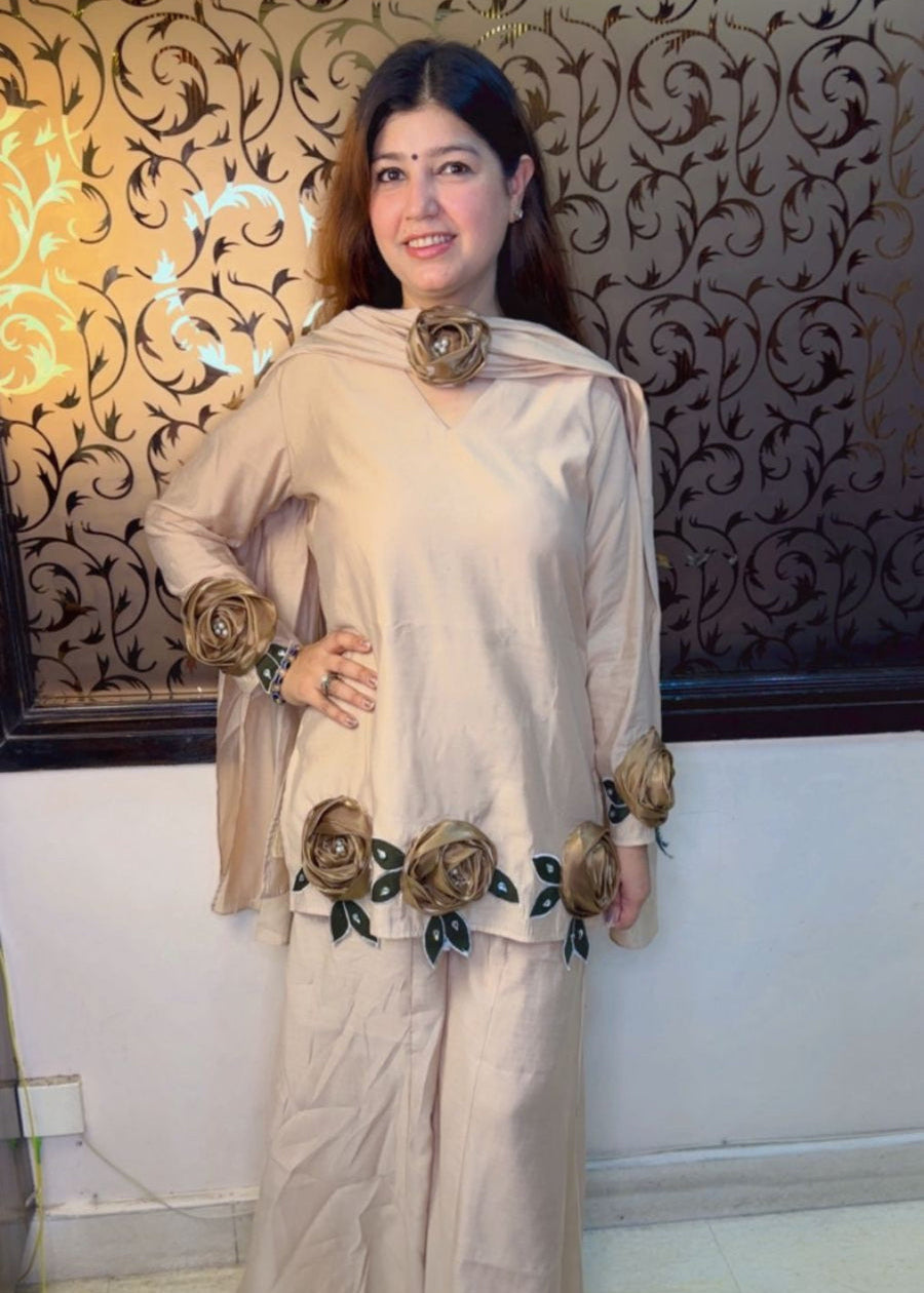 3Pc Floral Pearl Detail Suit with Dupatta | Western Wonders WW51