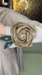 Beautiful 3Pc. 3d Floral Leaf and Pearl Detailing Suit with Flower Choker Dupatta WW51
