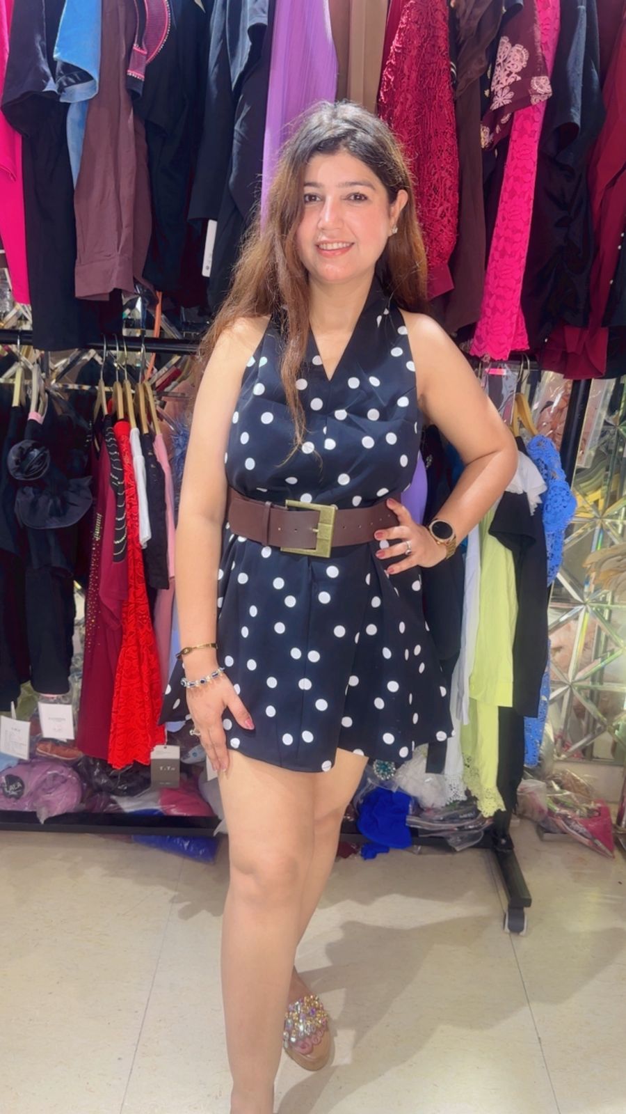 Polka Dress with belt WW38