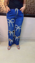 Stylish Cutwork Bottom Pant with stone work and Elastic Waist | Western Wonders WW103