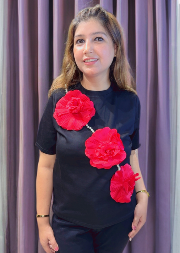Floral Top with Pearl & Flower Detailing | Trendy Fashion | Western Wonders WW140