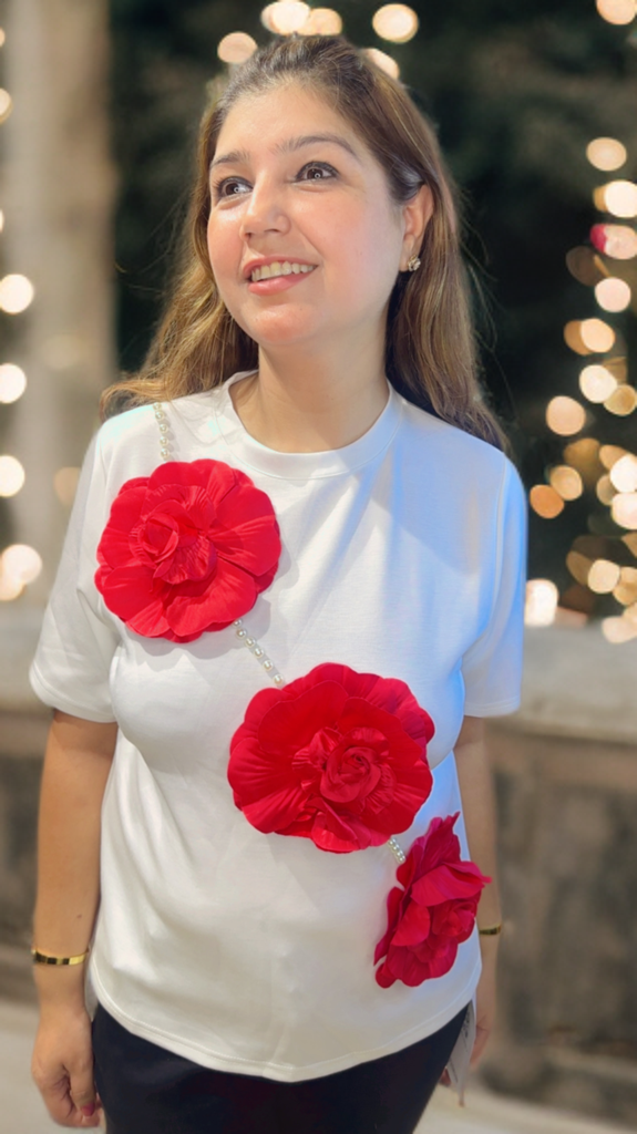 Floral Top with Pearl & Flower Detailing | Trendy Fashion | Western Wonders WW140