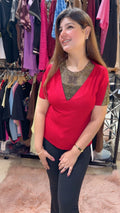 Top with beautiful neckline and arm detailing WW37
