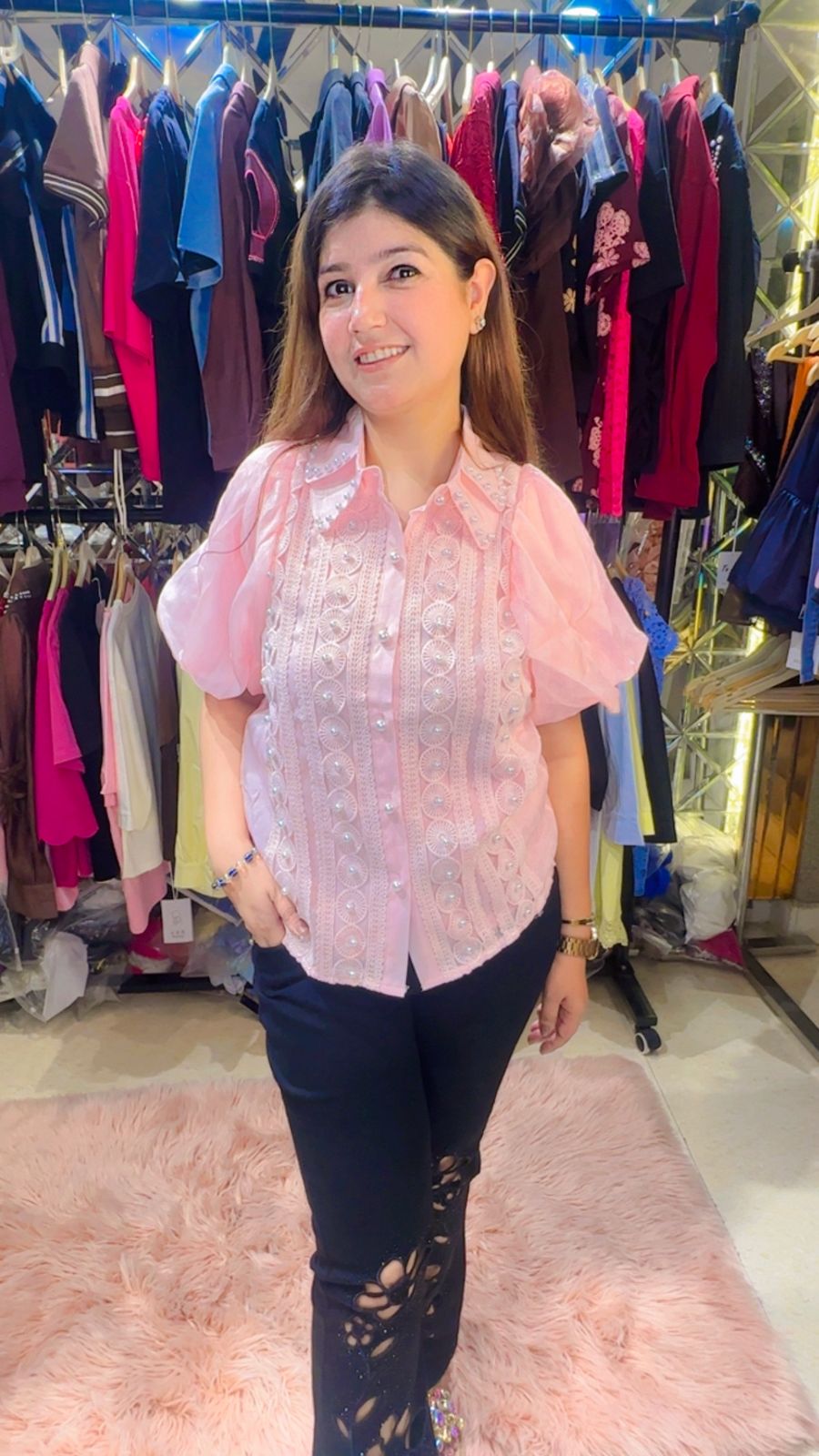 Shirt with Pearl Detailing WW27