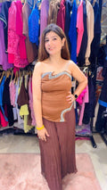2 Piece Palazzo Set With Transparent Straps WW08
