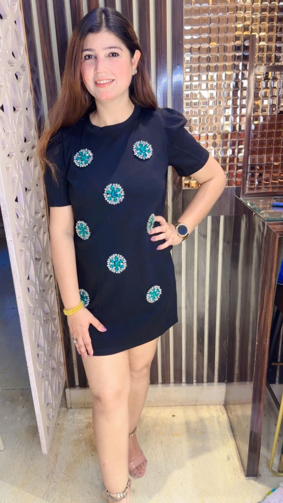 Stunning T Shirt Dress With Stone Work WW04