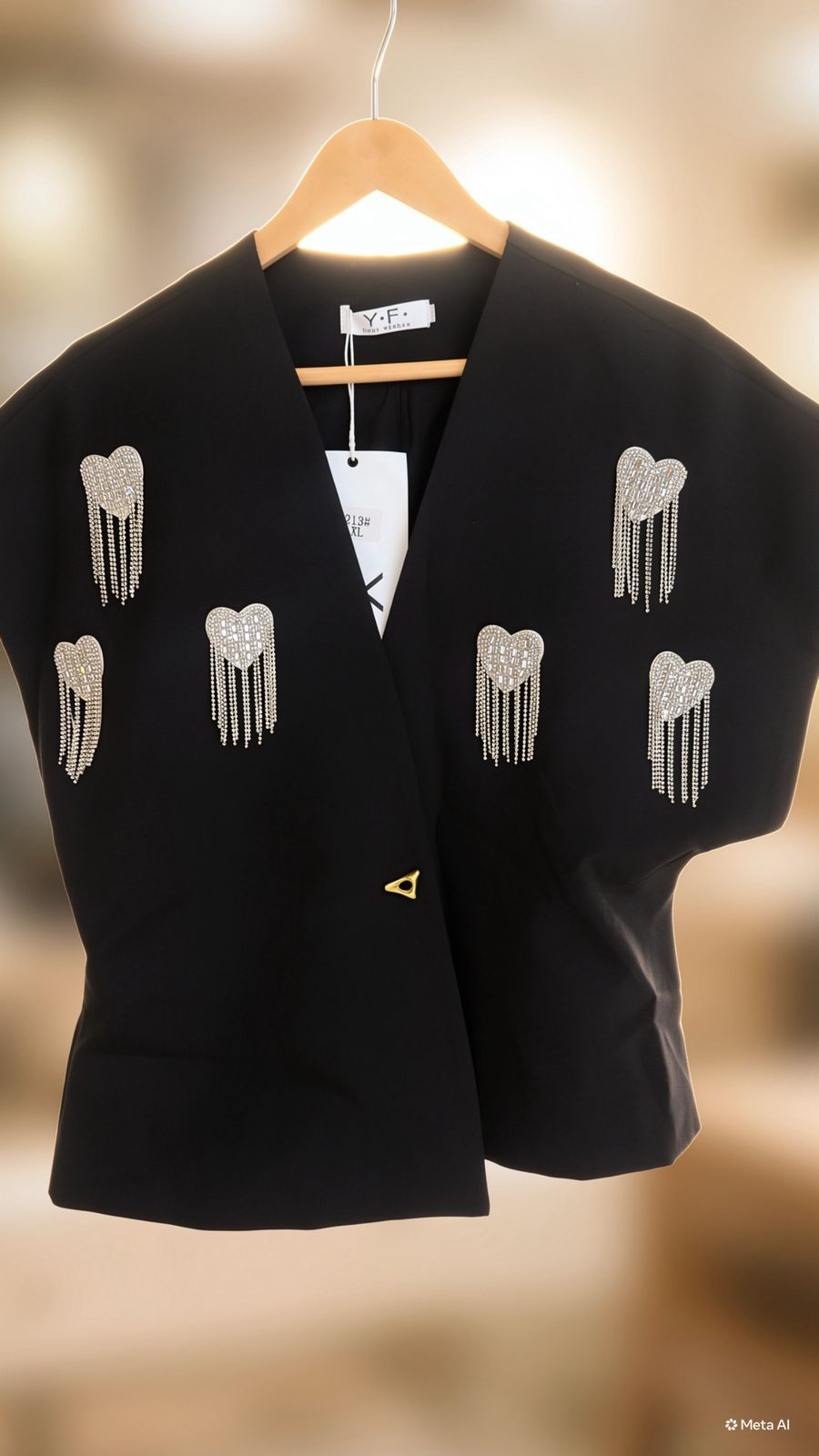 Black Blazer with heart tassels Detailing WW57