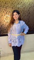 Stone Work Shirt with Belt & Crosia Detailing WW60