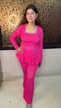 Beautiful Power net 2 piece set with neck line Detailing WW74