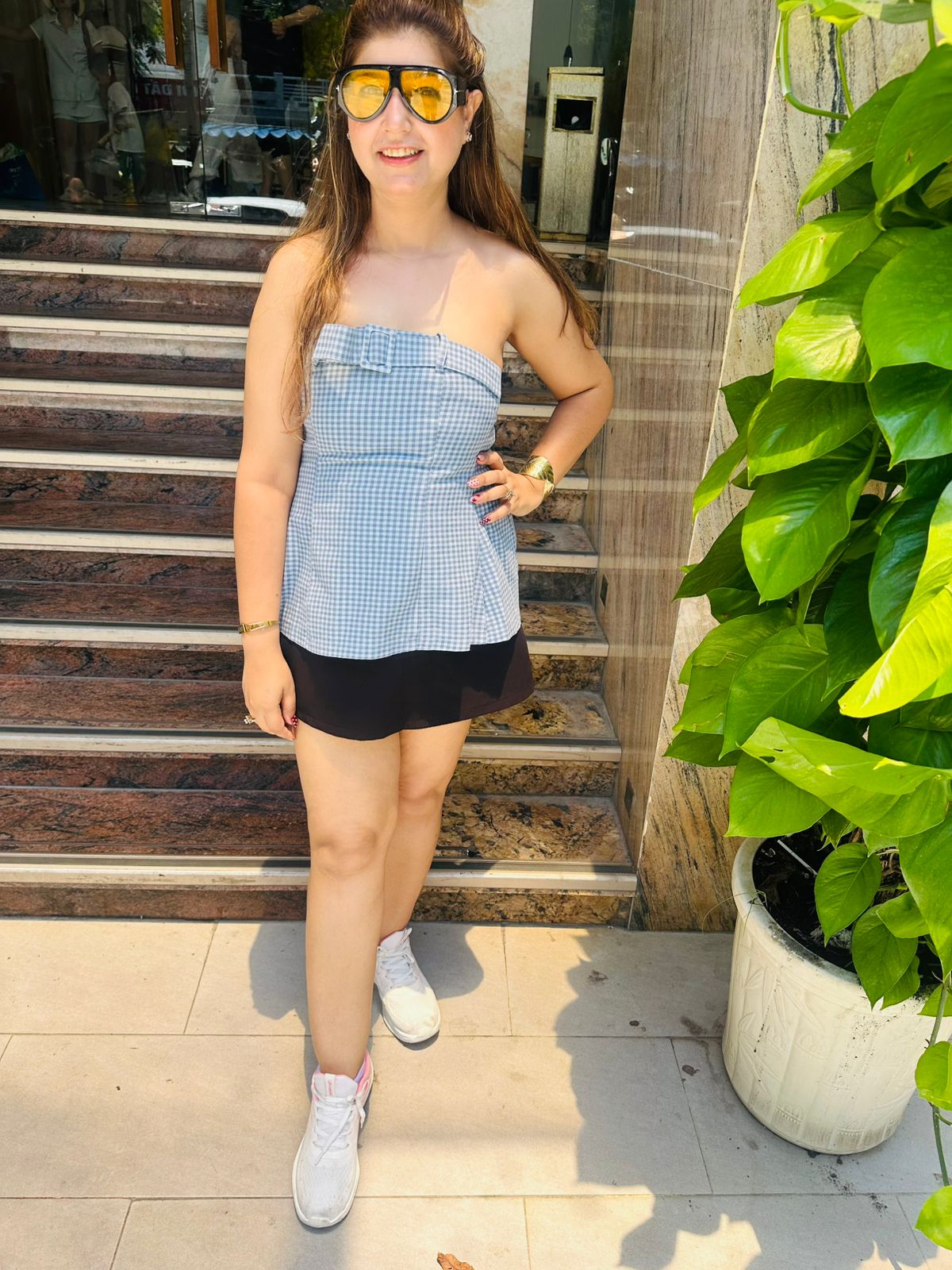 Stylish Sleeveless Checkered Top | Western Wonders WW86