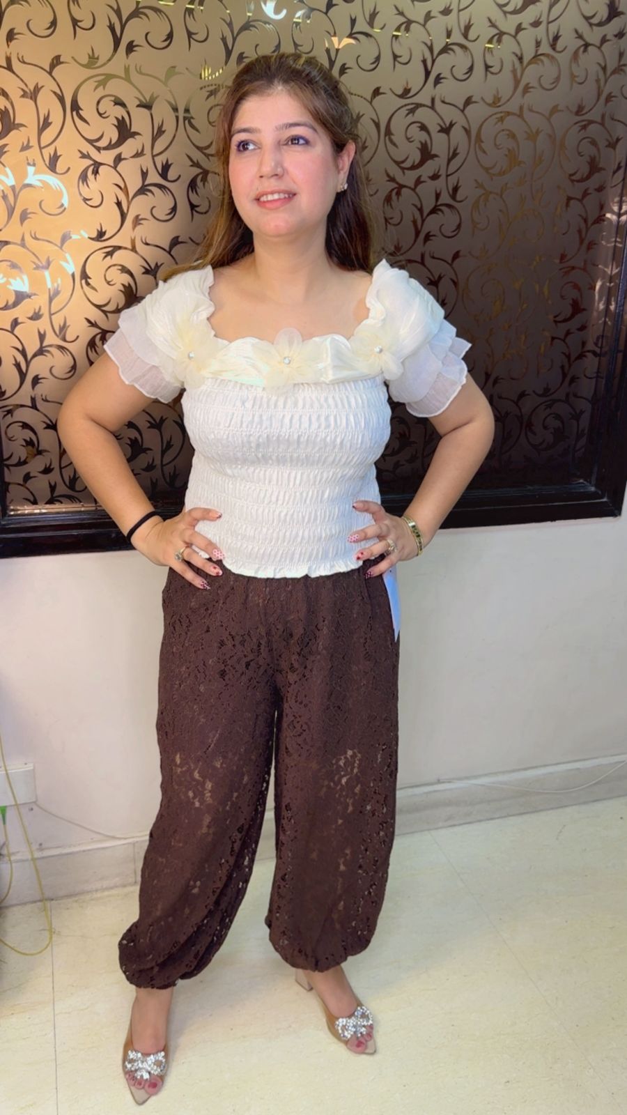 Elegant Net Balloon Pants with Half Lining | Western Wonders WW101