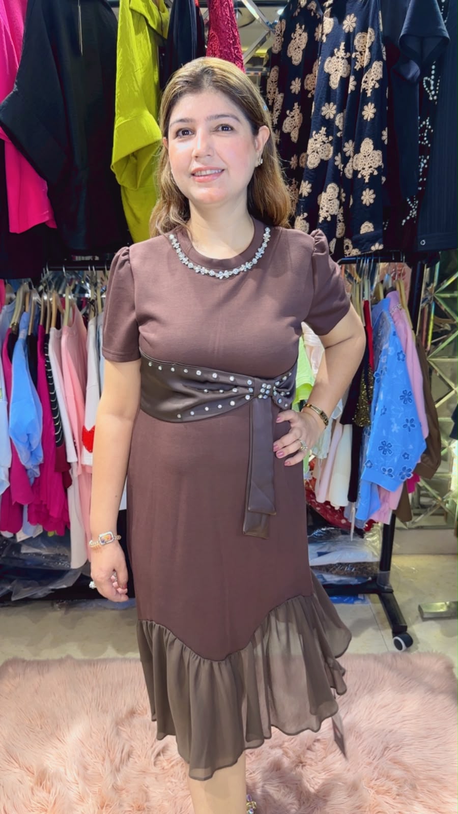 Stylish T-Shirt Dress with Frill Detailing | Western Wonders WW131