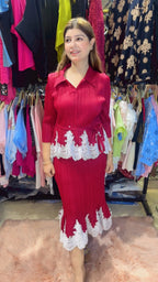 Elegant Wrinkle Party Dress with Frill Work & Belt | Western Wonders WW129
