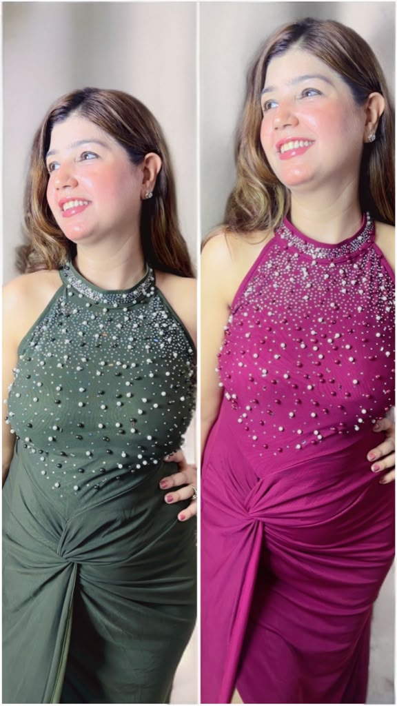 Stylish Pearl Work Front Bolt Cut Party Wear Dress | Western Wonders WW137