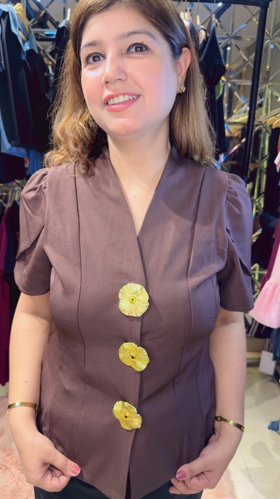 Classy Top with 3 Detachable Brooch Detailing | Elegant Fashion | Western Wonders WW146