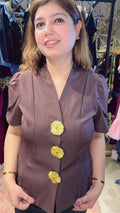 Classy Top with 3 Detachable Brooch Detailing | Elegant Fashion | Western Wonders WW146