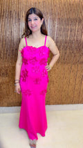 Hot Pink Adjustable Strap Padded Dress | Western Wonders WW152