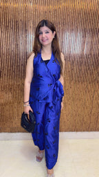 Stylish Royal Blue Halter Neck Co-Ord Set | Western Wonders WW149