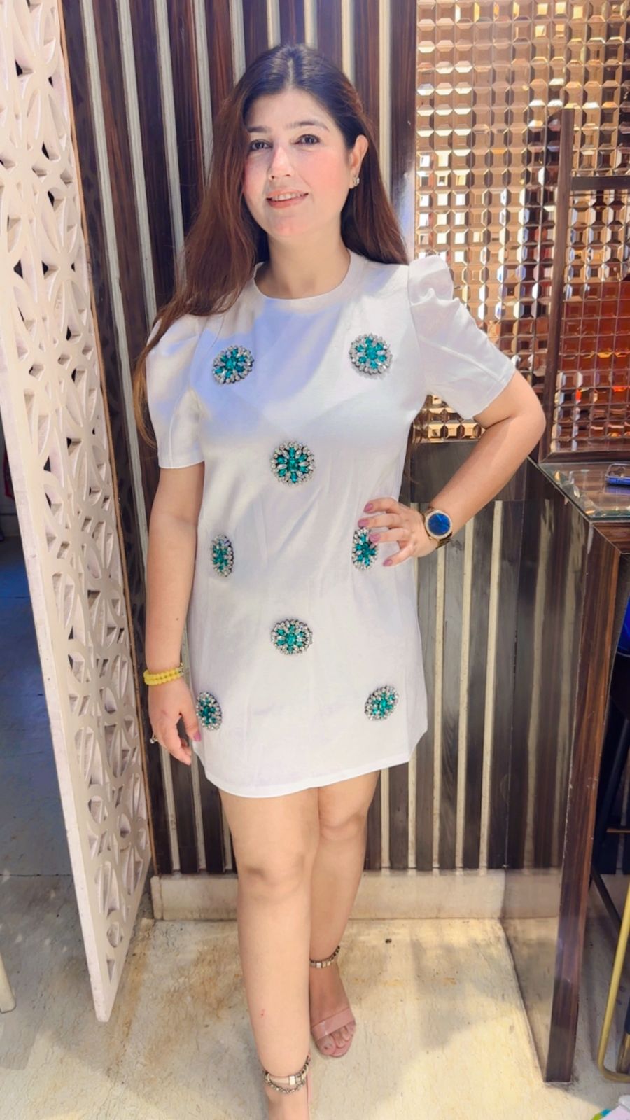 Stunning T Shirt Dress With Stone Work WW04