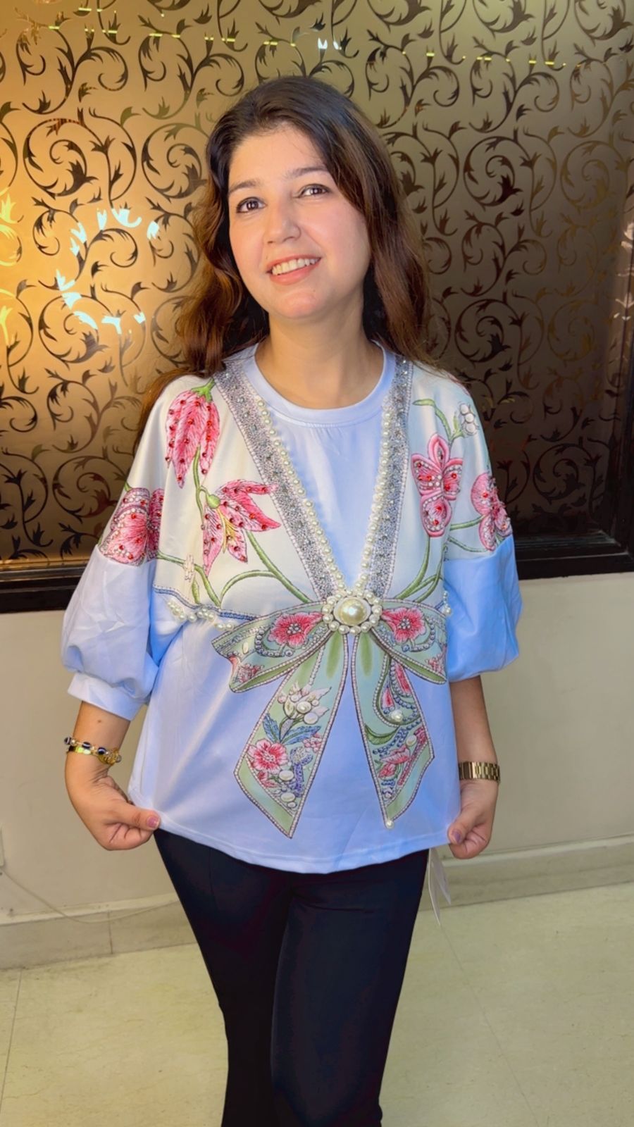 Pearl Embellishment Top WW68