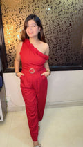 Jumpsuit With Belt & Frill Detailing WW61