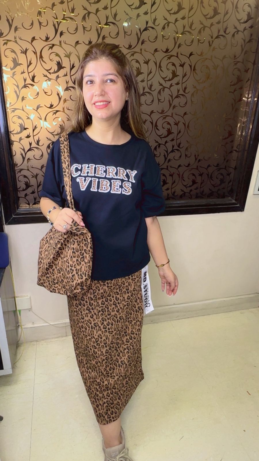 Tiger Print Skirt Set With Bag WW84