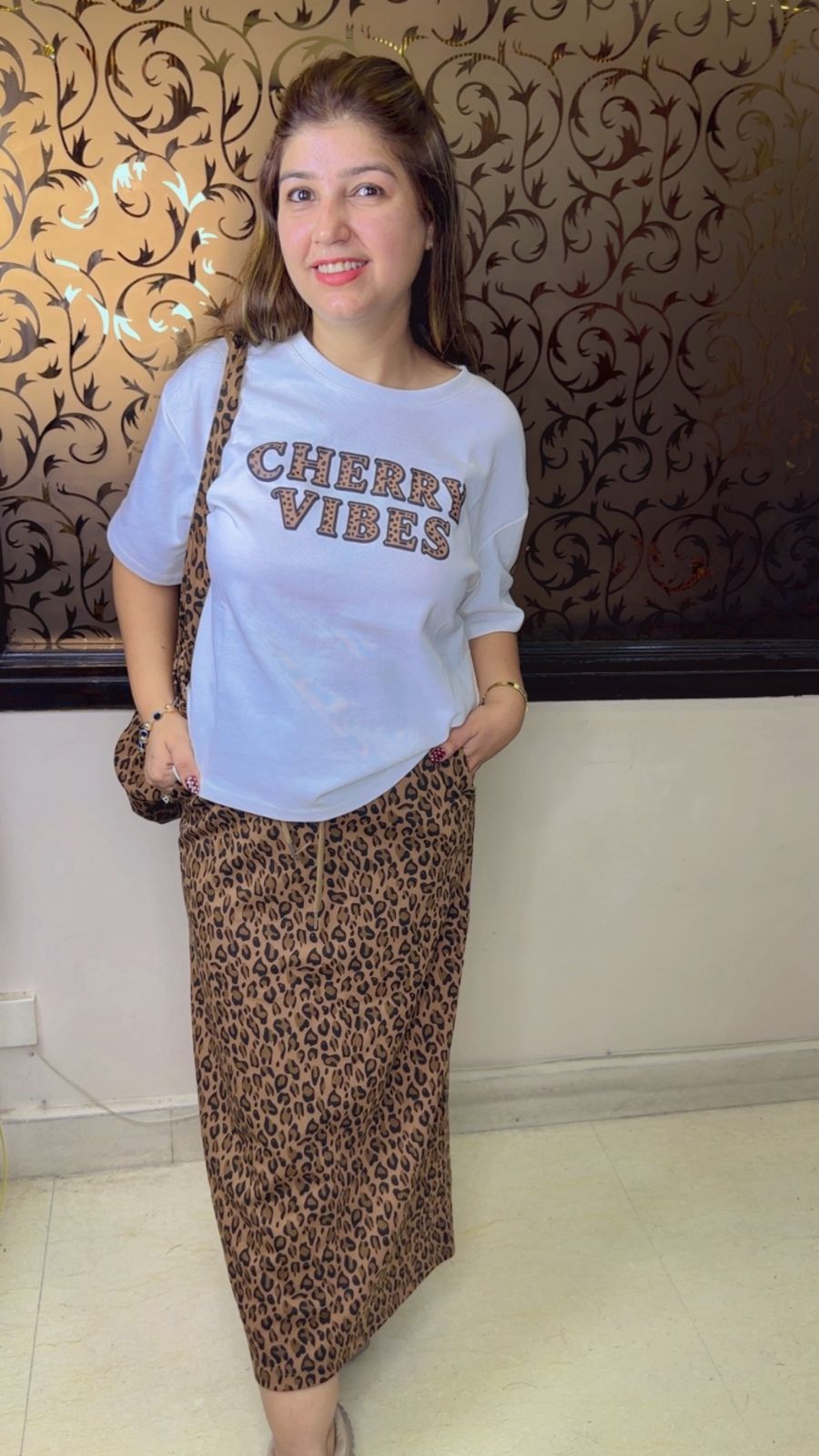 Tiger Print Skirt Set With Bag WW84