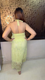 Stylish Crochet Halter Neck Dress with Belt | Western Wonders  WW88