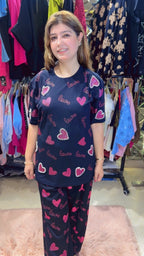 Stylish Cotton Co-Ord Set with Heart & Pearl Detailing | Western Wonders WW21