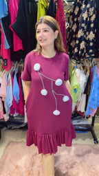 3D Flower T-Shirt Dress with Stone Work | Western Wonders WW34