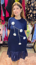 3D Flower T-Shirt Dress with Stone Work | Western Wonders WW34