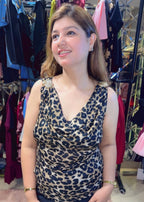 Trendy Leopard Print Top with Brooch Detailing Shoulder | Western Wonders WW144