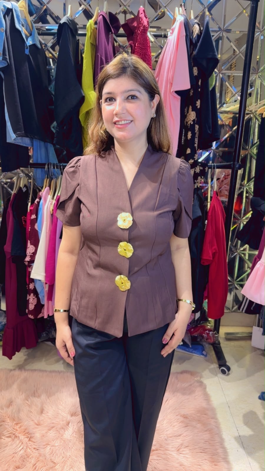 Classy Top with 3 Detachable Brooch Detailing | Elegant Fashion | Western Wonders WW146