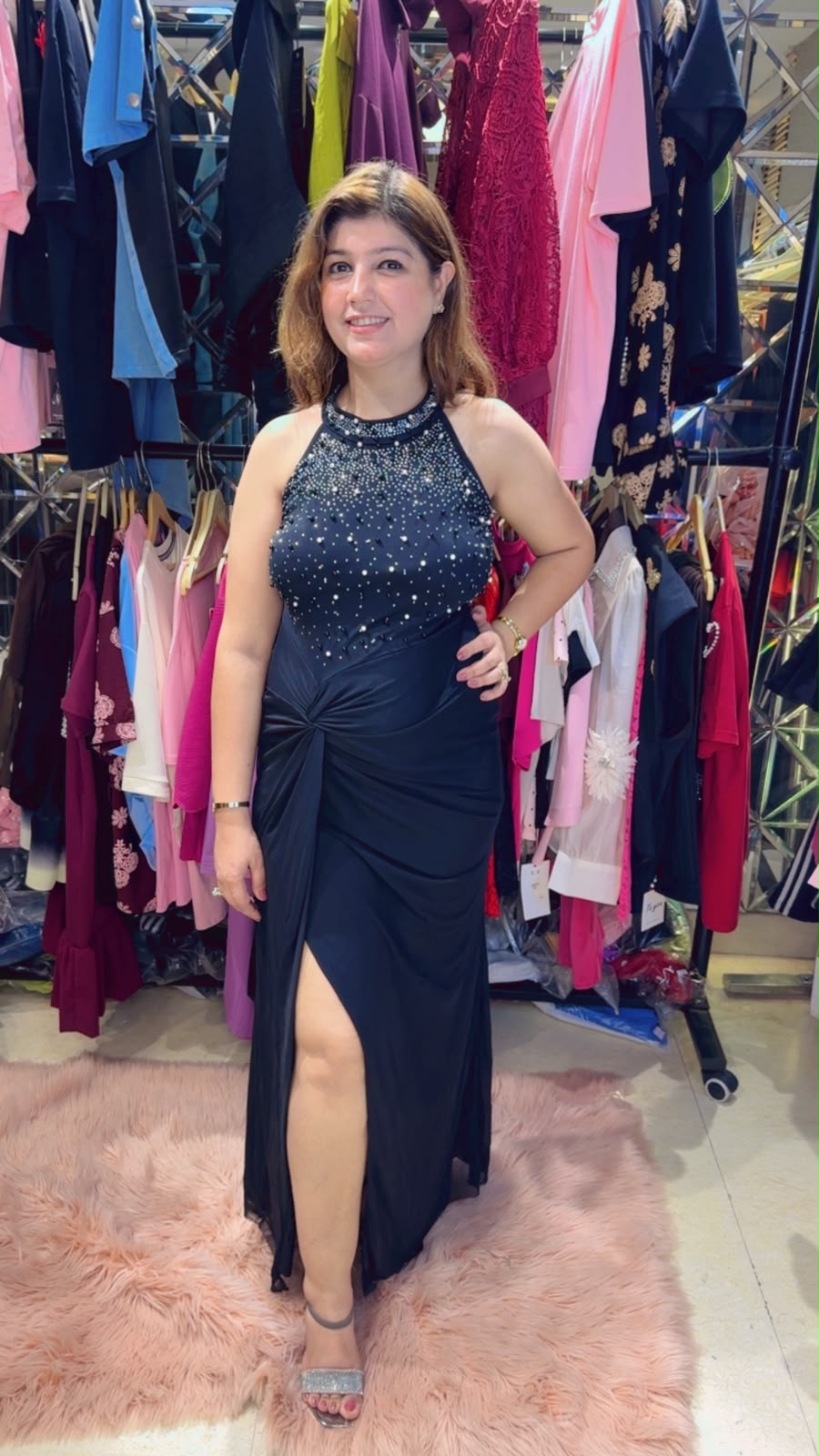 Stylish Pearl Work Front Bolt Cut Party Wear Dress | Western Wonders WW137