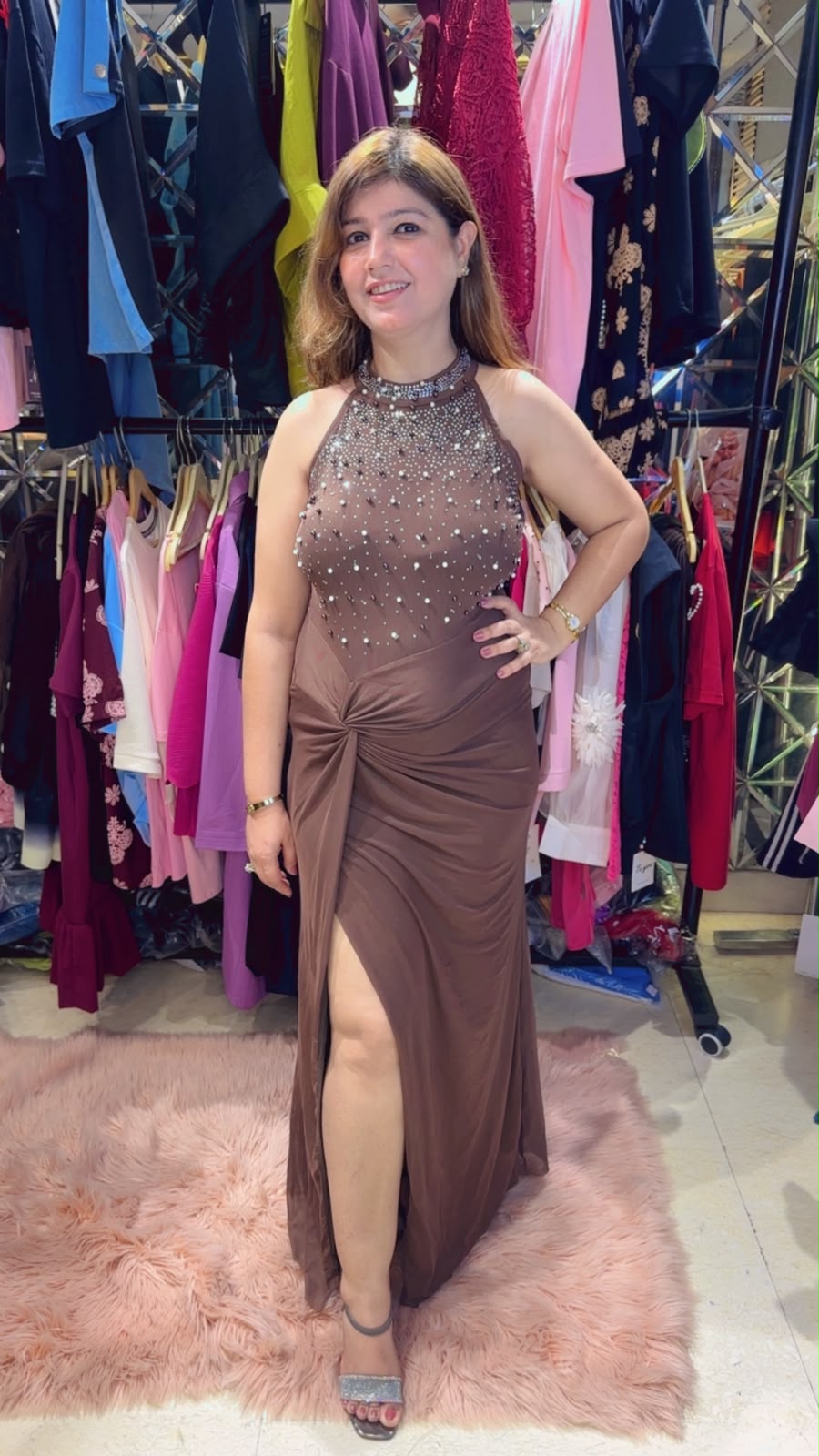 Stylish Pearl Work Front Bolt Cut Party Wear Dress | Western Wonders WW137
