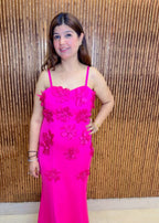 Hot Pink Adjustable Strap Padded Dress | Western Wonders WW152