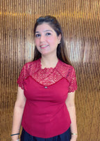 Stylish Mesh Neckline Top | Western Wonders WW151