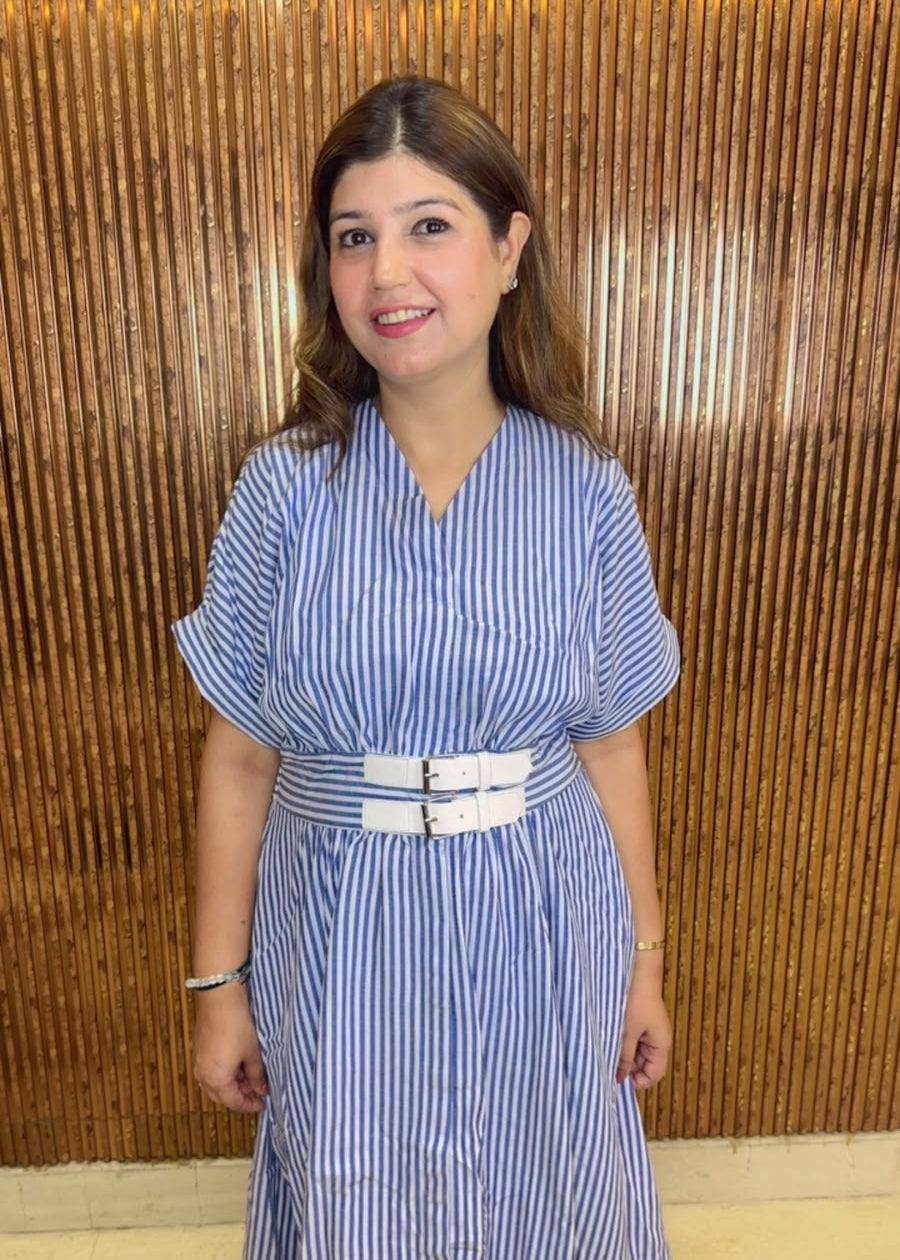 Striped Cotton Belt Dress | Western Wonders WW148