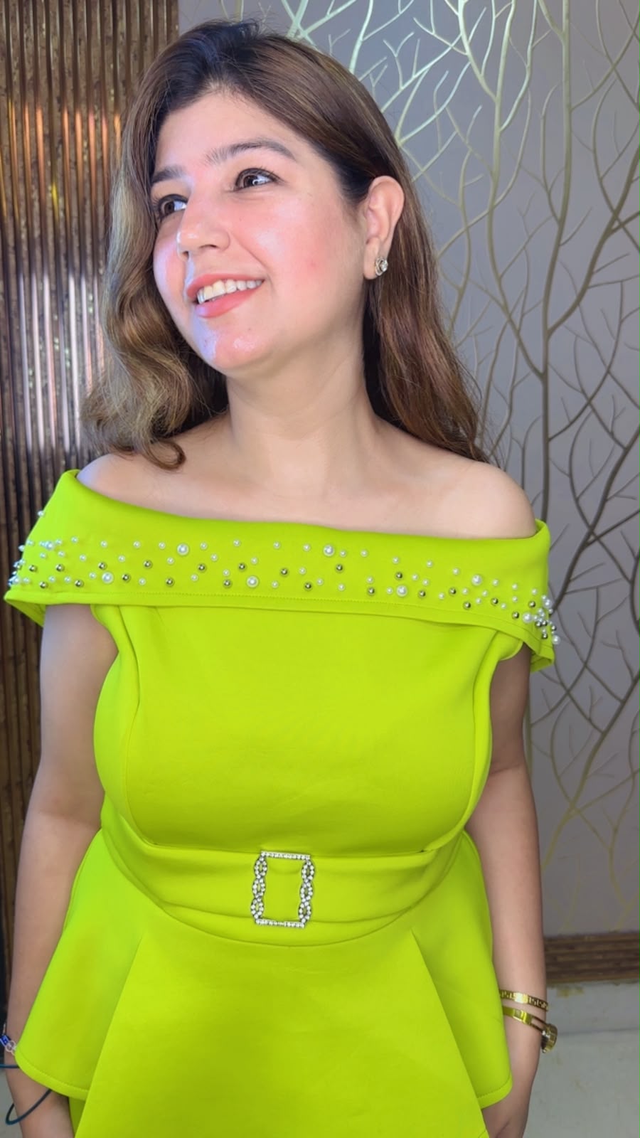 Elegant 2-Piece Party Wear Dress with Beautiful Neckline & Waist Belt detailing  | Western Wonders WW157