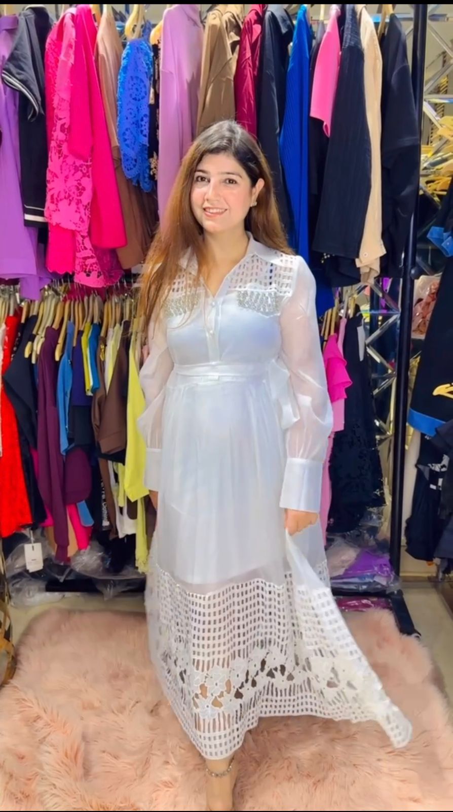 Beautiful Stone work detailing Dress with inner and belt WW32