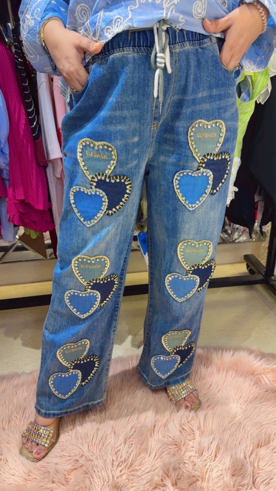 Designer Heart Pants with Stone Work Detailing | Western Wonders WW122