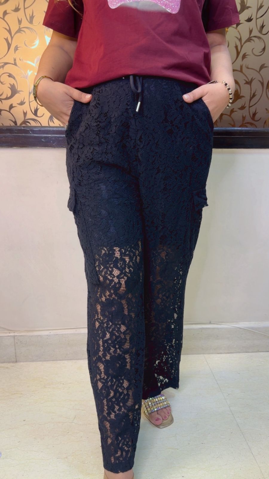 Comfortable Net Straight Pants with Pockets | Western Wonders WW114