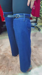 Stylish Soft Lycra & Denim Jeans with Belt Detailing | Western Wonders WW136