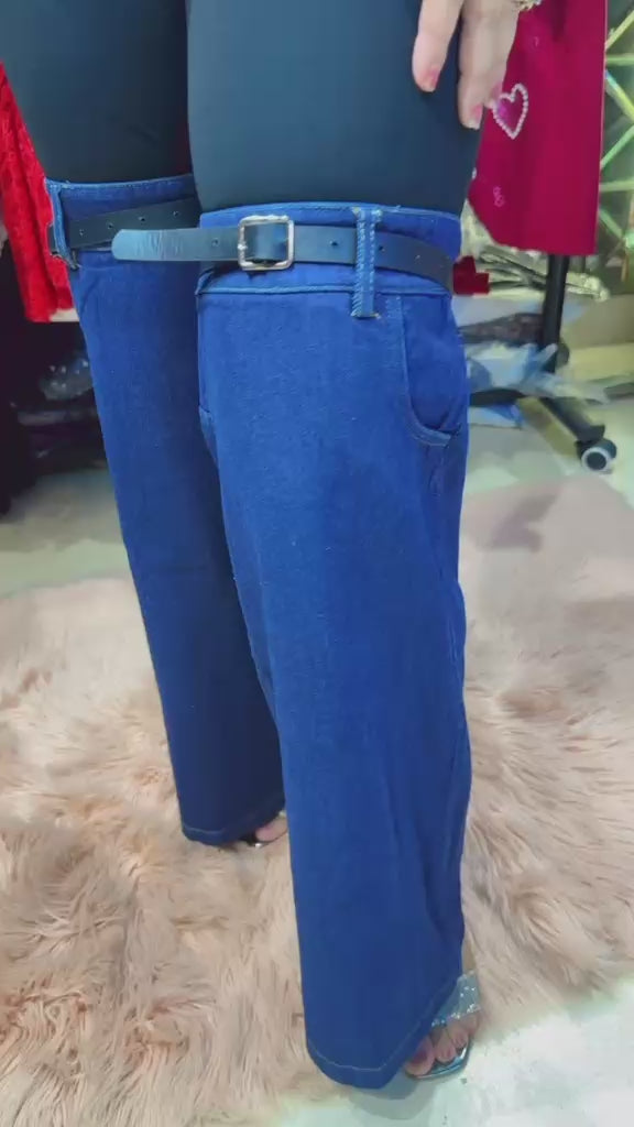 Stylish Soft Lycra & Denim Jeans with Belt Detailing | Western Wonders WW136