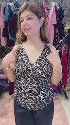 Trendy Leopard Print Top with Brooch Detailing Shoulder | Western Wonders WW144