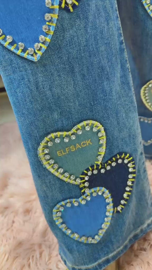Designer Heart Pants with Stone Work Detailing | Western Wonders WW122