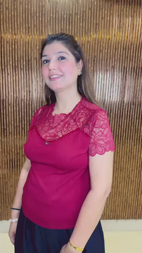 Stylish Mesh Neckline Top | Western Wonders WW151